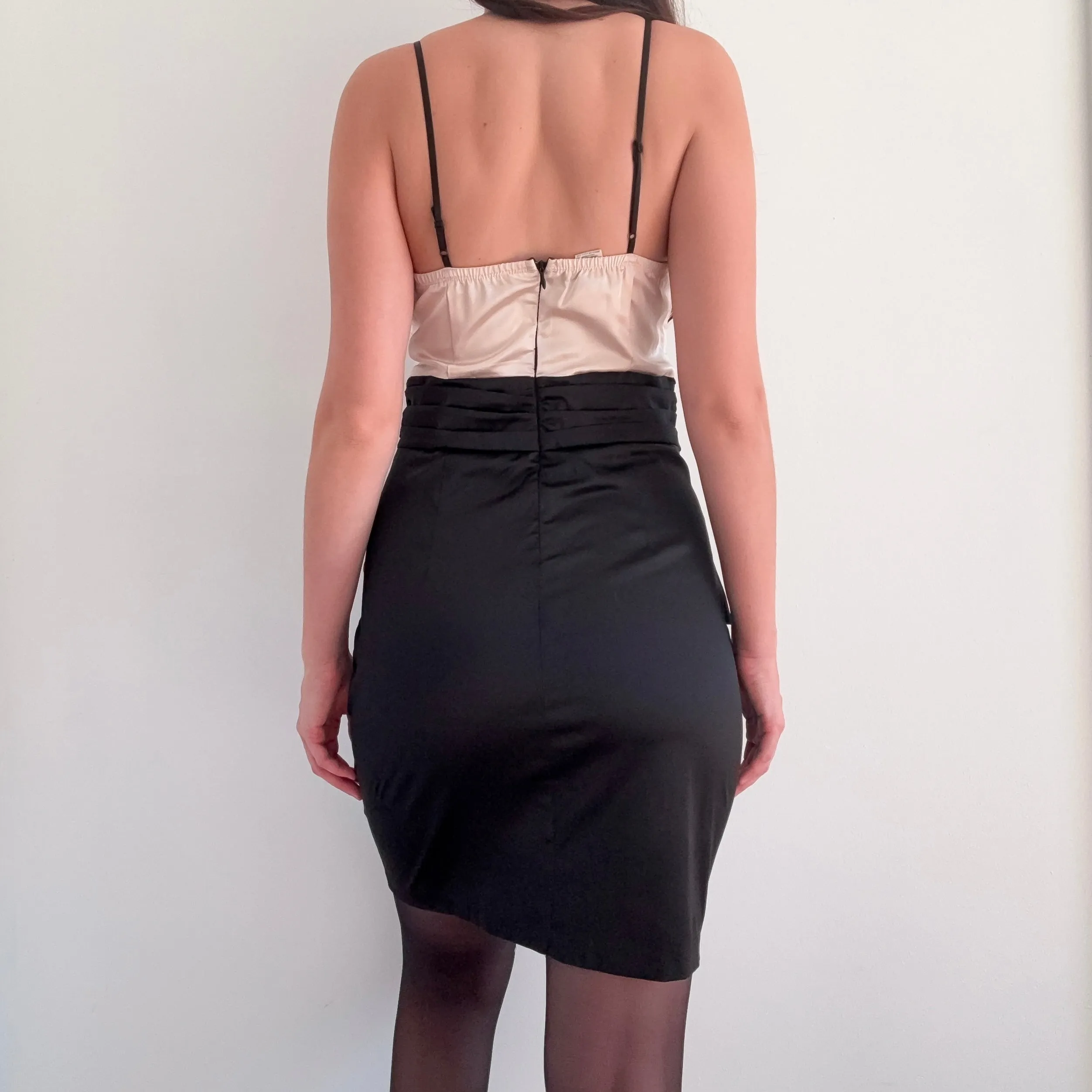 2010's Ballet Pink & Black Satin Dress / SZ M