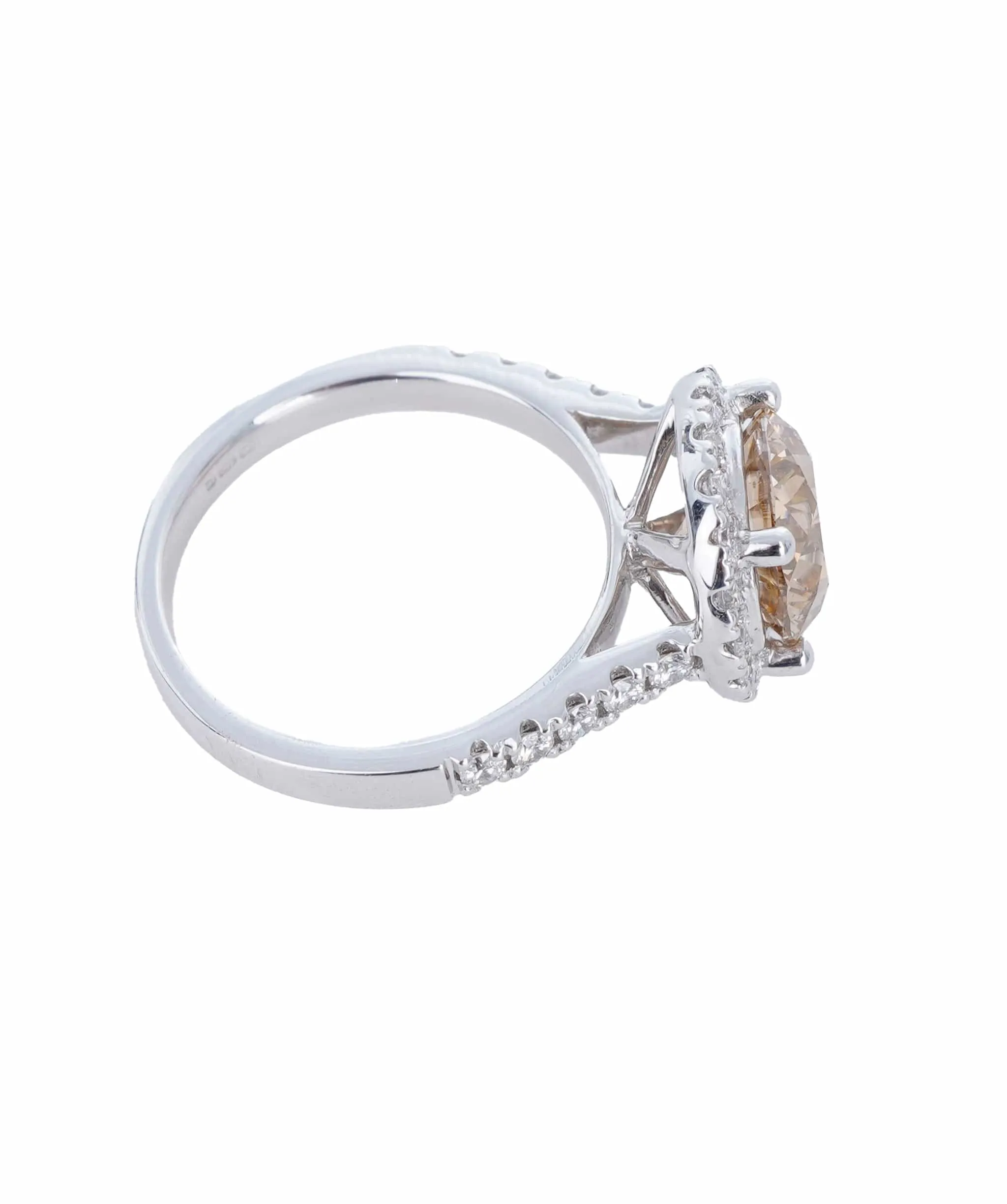 2.69 & 0.44 CT ROUND BROWN WHITE GOLD HALO DIAMON RING SIZE L ANL-S22-10