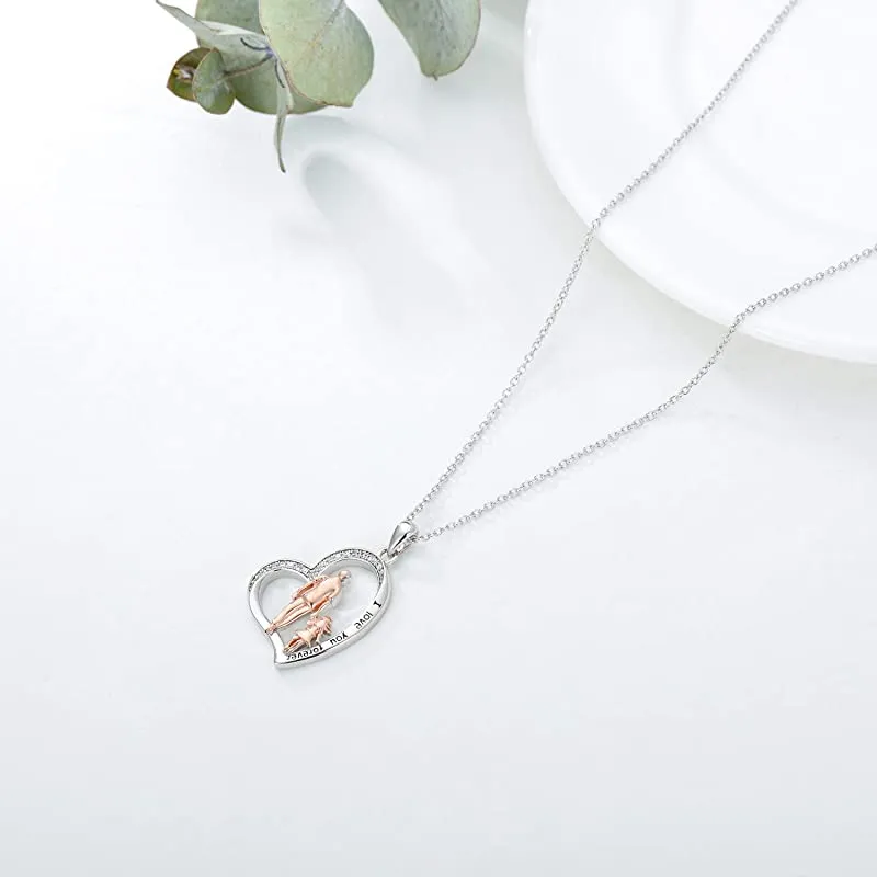 925 Sterling Silver Father Daughter Heart Pendant Necklace from Dad I Love You Forever Jewelry
