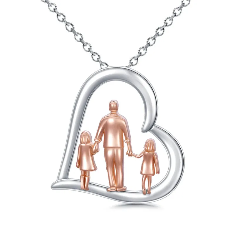 925 Sterling Silver Father Daughter Heart Pendant Necklace from Dad I Love You Forever Jewelry