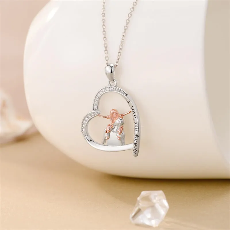 925 Sterling Silver Father Daughter Heart Pendant Necklace from Dad I Love You Forever Jewelry