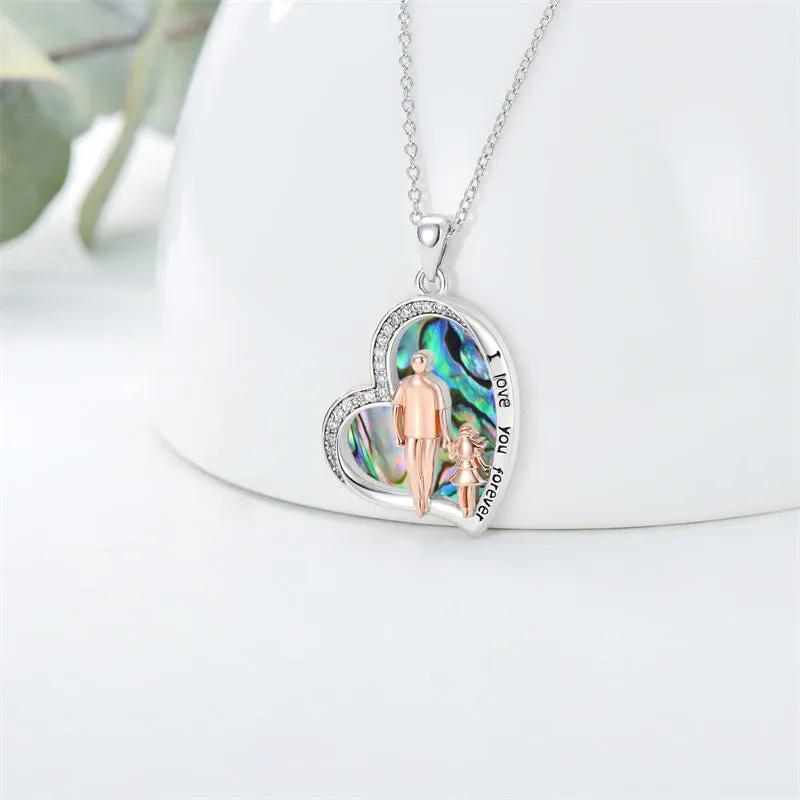 925 Sterling Silver Father Daughter Heart Pendant Necklace from Dad I Love You Forever Jewelry