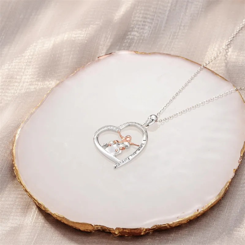 925 Sterling Silver Father Daughter Heart Pendant Necklace from Dad I Love You Forever Jewelry