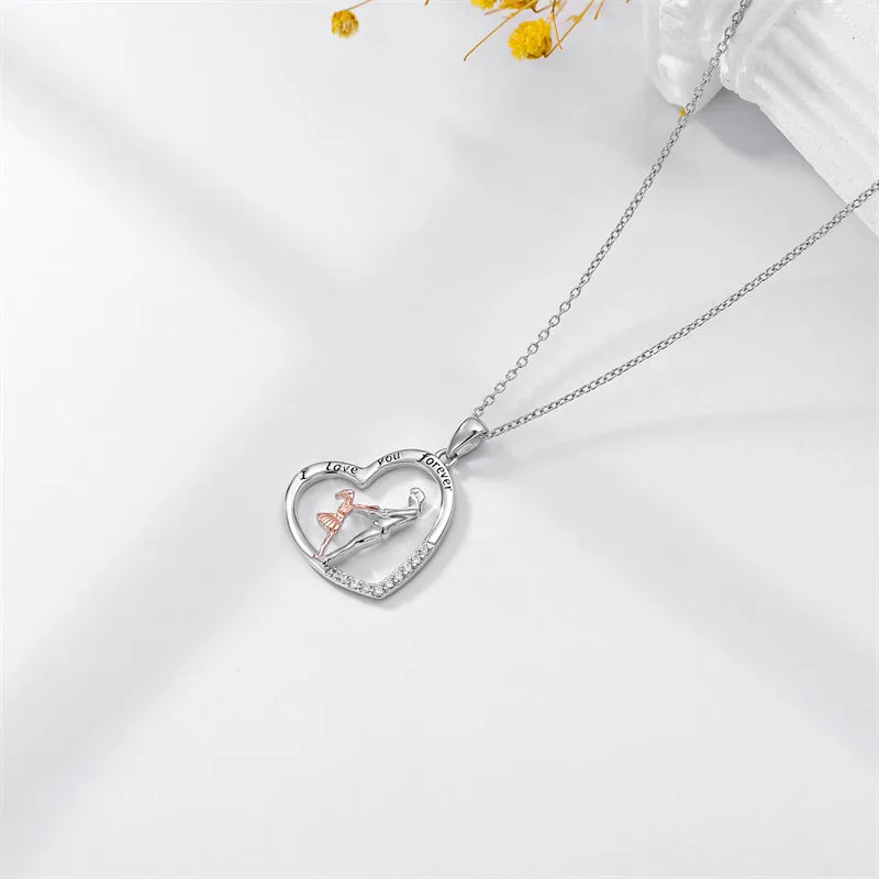 925 Sterling Silver Father Daughter Heart Pendant Necklace from Dad I Love You Forever Jewelry