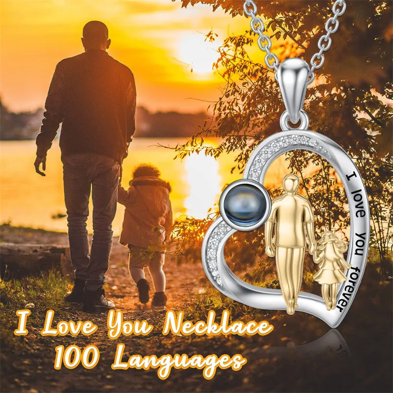 925 Sterling Silver Father Daughter Heart Pendant Necklace from Dad I Love You Forever Jewelry