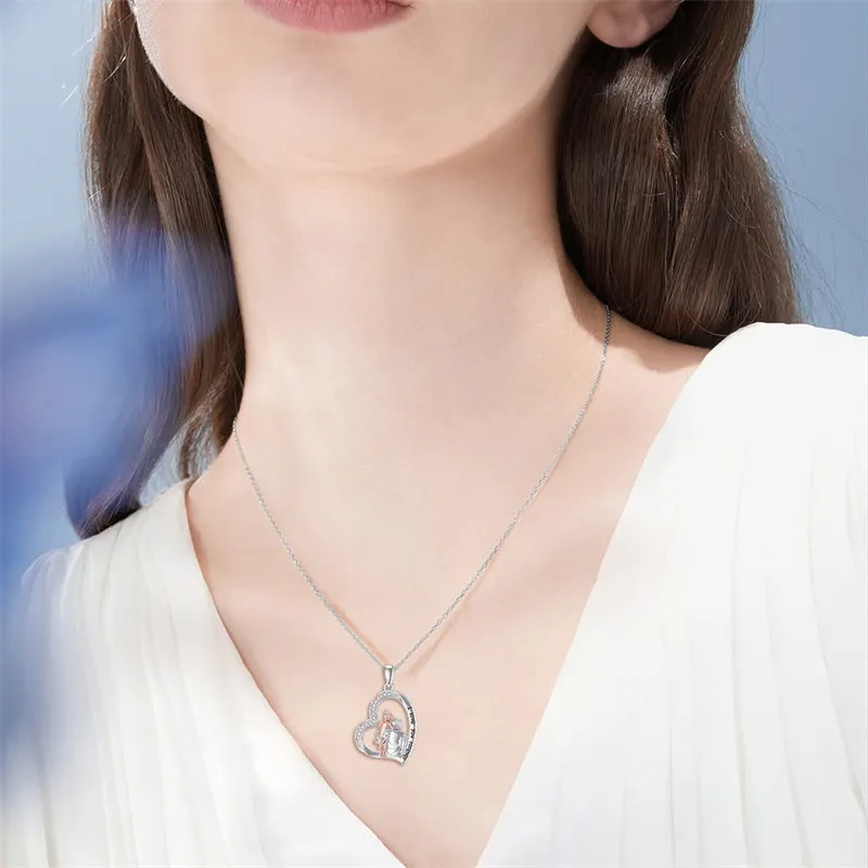 925 Sterling Silver Father Daughter Heart Pendant Necklace from Dad I Love You Forever Jewelry
