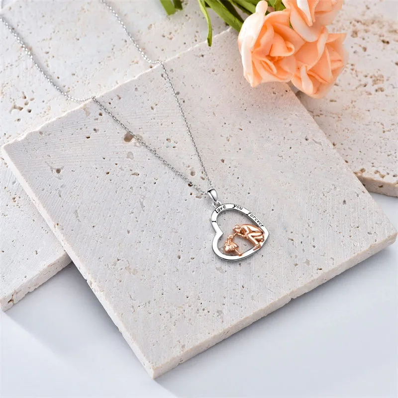 925 Sterling Silver Father Daughter Heart Pendant Necklace from Dad I Love You Forever Jewelry