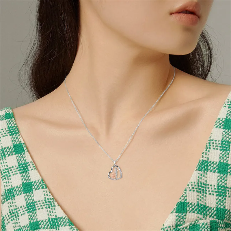 925 Sterling Silver Father Daughter Heart Pendant Necklace from Dad I Love You Forever Jewelry