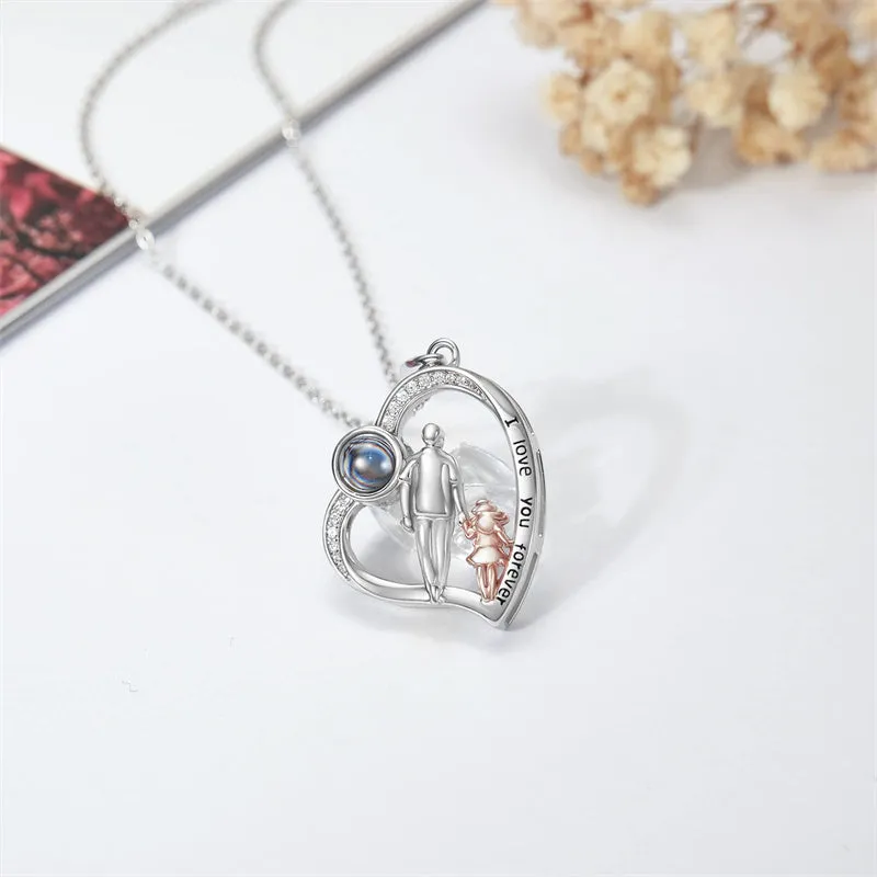 925 Sterling Silver Father Daughter Heart Pendant Necklace from Dad I Love You Forever Jewelry