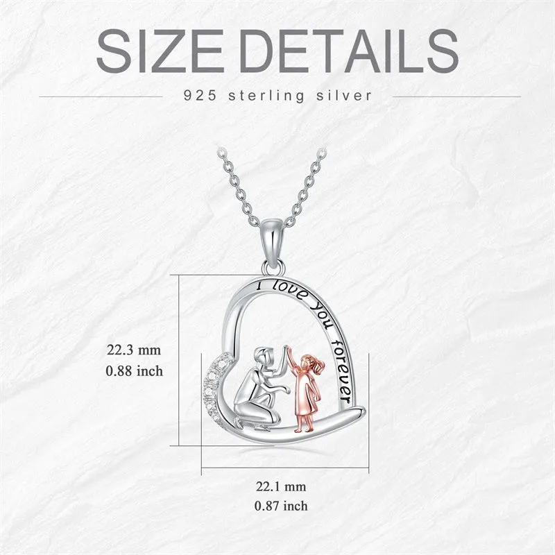 925 Sterling Silver Father Daughter Heart Pendant Necklace from Dad I Love You Forever Jewelry