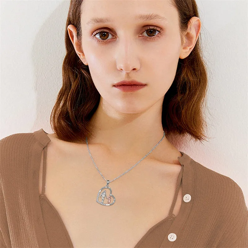 925 Sterling Silver Father Daughter Heart Pendant Necklace from Dad I Love You Forever Jewelry