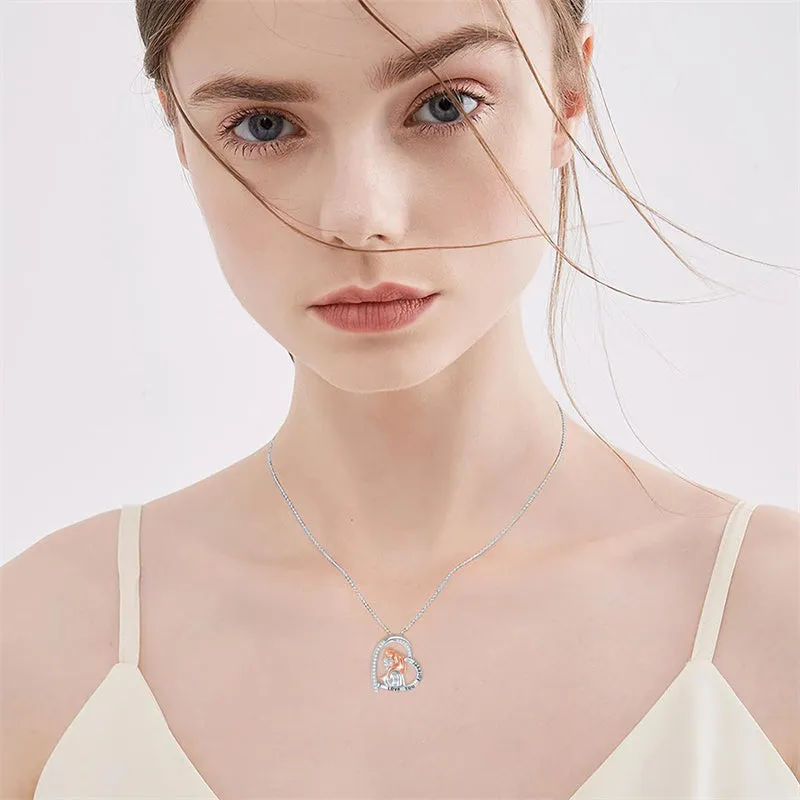 925 Sterling Silver Father Daughter Heart Pendant Necklace from Dad I Love You Forever Jewelry