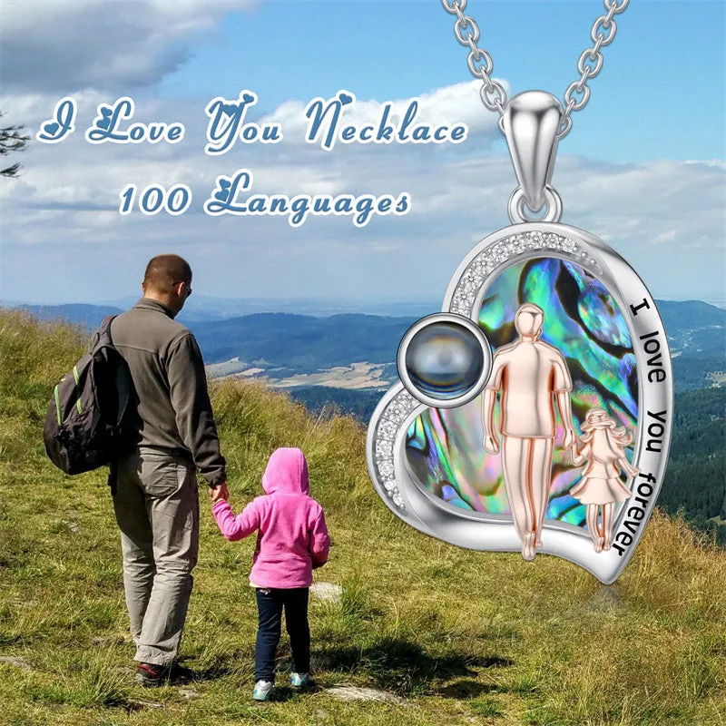 925 Sterling Silver Father Daughter Heart Pendant Necklace from Dad I Love You Forever Jewelry