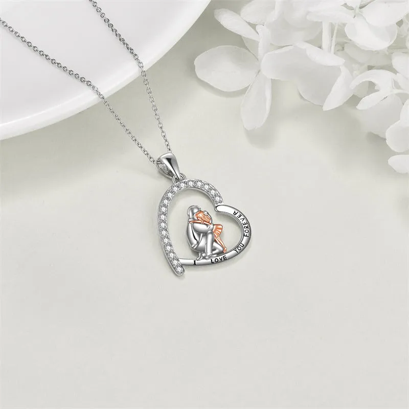 925 Sterling Silver Father Daughter Heart Pendant Necklace from Dad I Love You Forever Jewelry