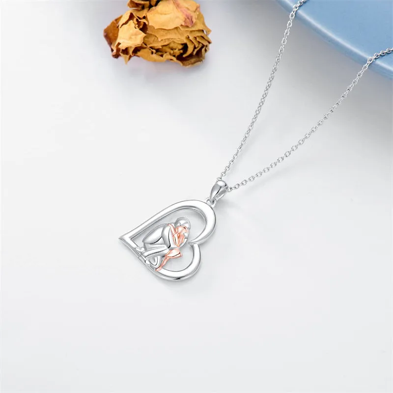 925 Sterling Silver Father Daughter Heart Pendant Necklace from Dad I Love You Forever Jewelry