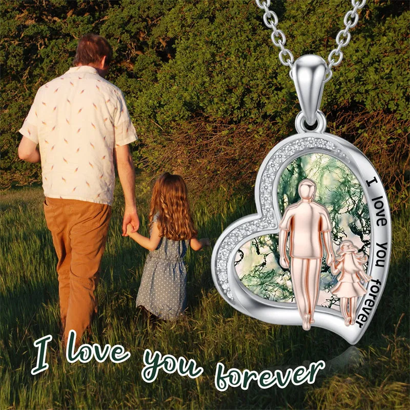 925 Sterling Silver Father Daughter Heart Pendant Necklace from Dad I Love You Forever Jewelry