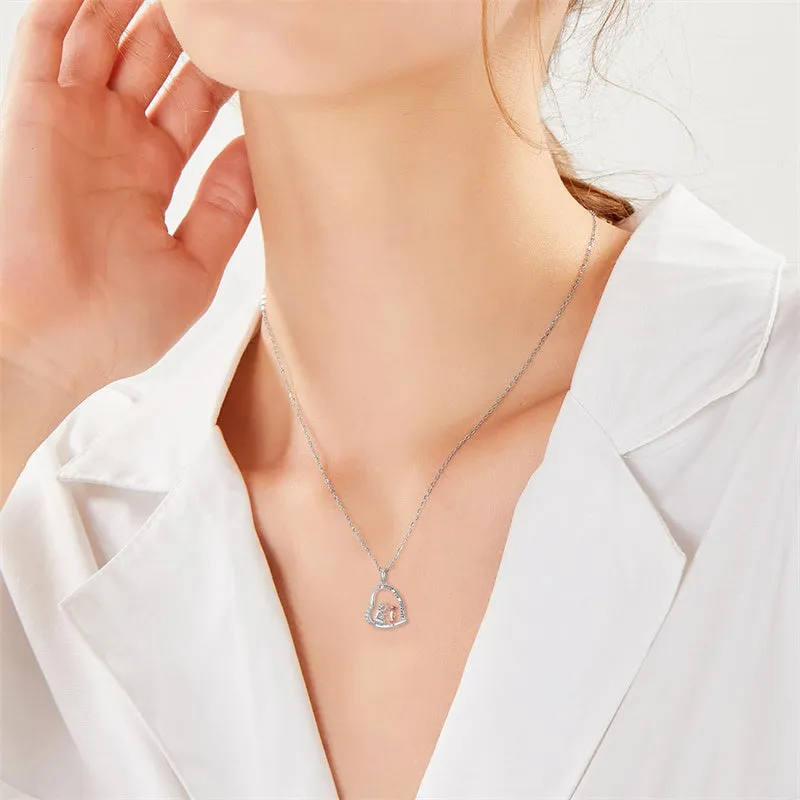 925 Sterling Silver Father Daughter Heart Pendant Necklace from Dad I Love You Forever Jewelry