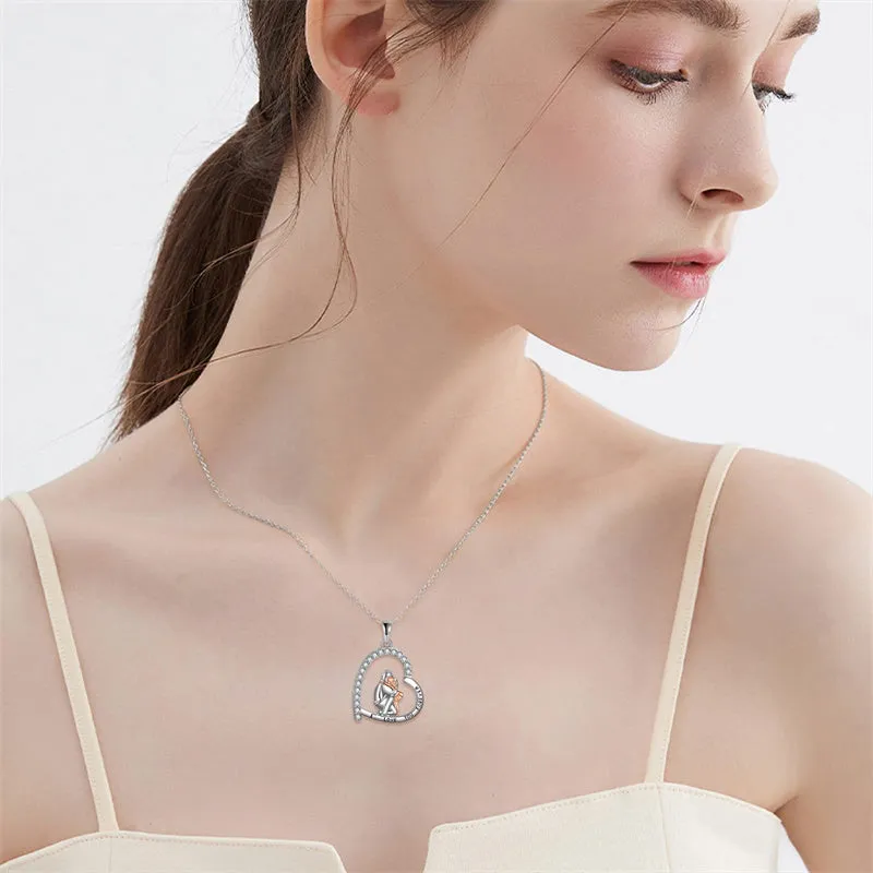925 Sterling Silver Father Daughter Heart Pendant Necklace from Dad I Love You Forever Jewelry