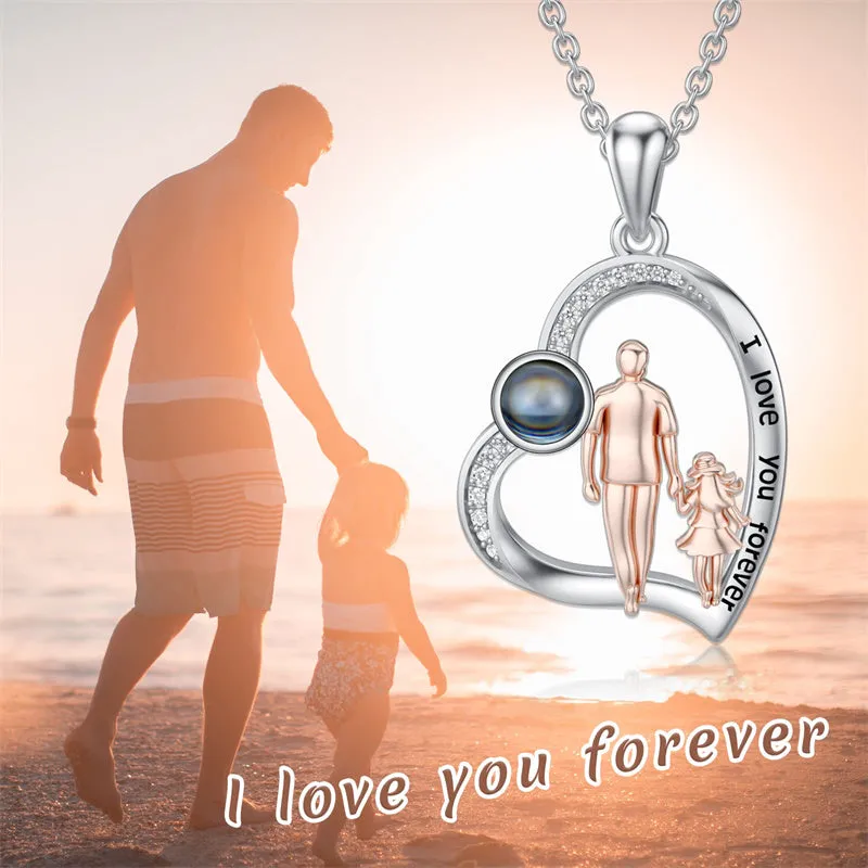 925 Sterling Silver Father Daughter Heart Pendant Necklace from Dad I Love You Forever Jewelry