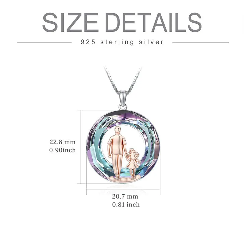 925 Sterling Silver Father Daughter Heart Pendant Necklace from Dad I Love You Forever Jewelry