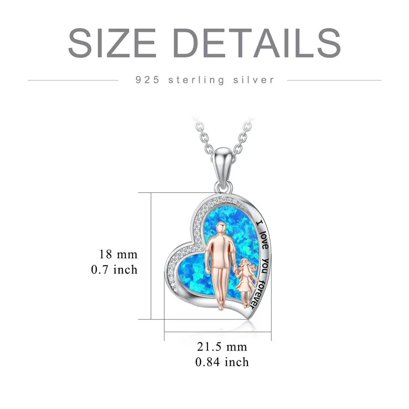 925 Sterling Silver Father Daughter Heart Pendant Necklace from Dad I Love You Forever Jewelry