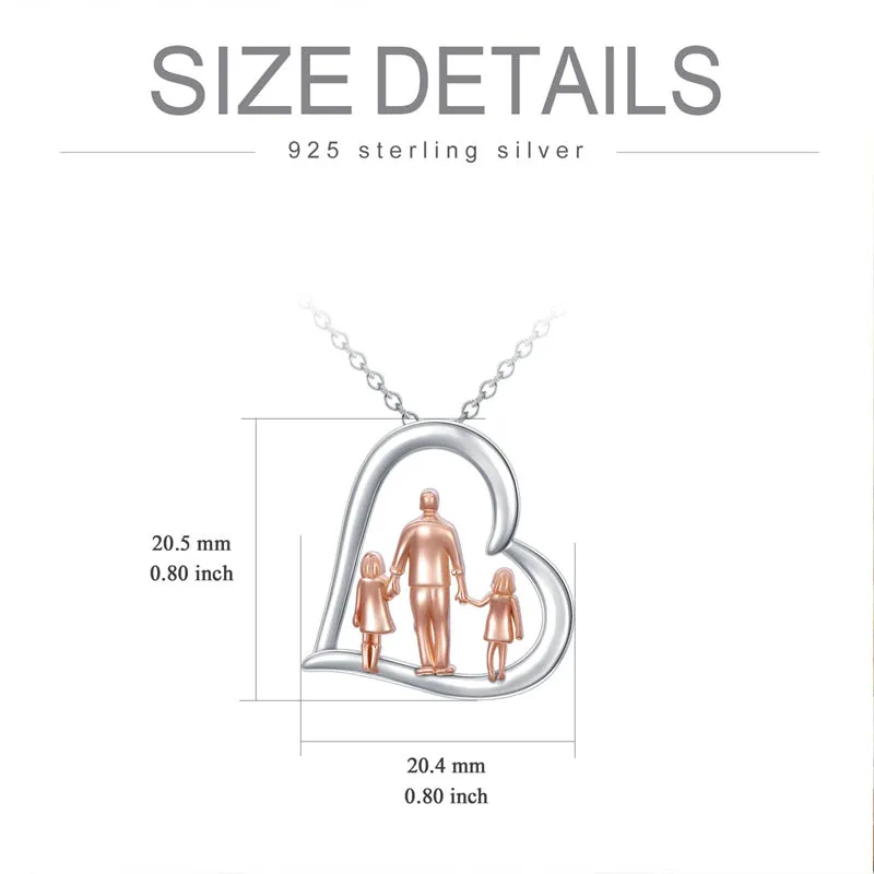 925 Sterling Silver Father Daughter Heart Pendant Necklace from Dad I Love You Forever Jewelry