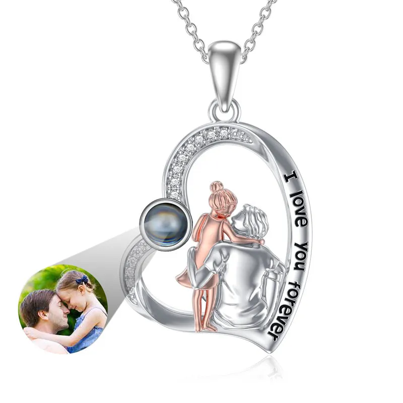 925 Sterling Silver Father Daughter Heart Pendant Necklace from Dad I Love You Forever Jewelry