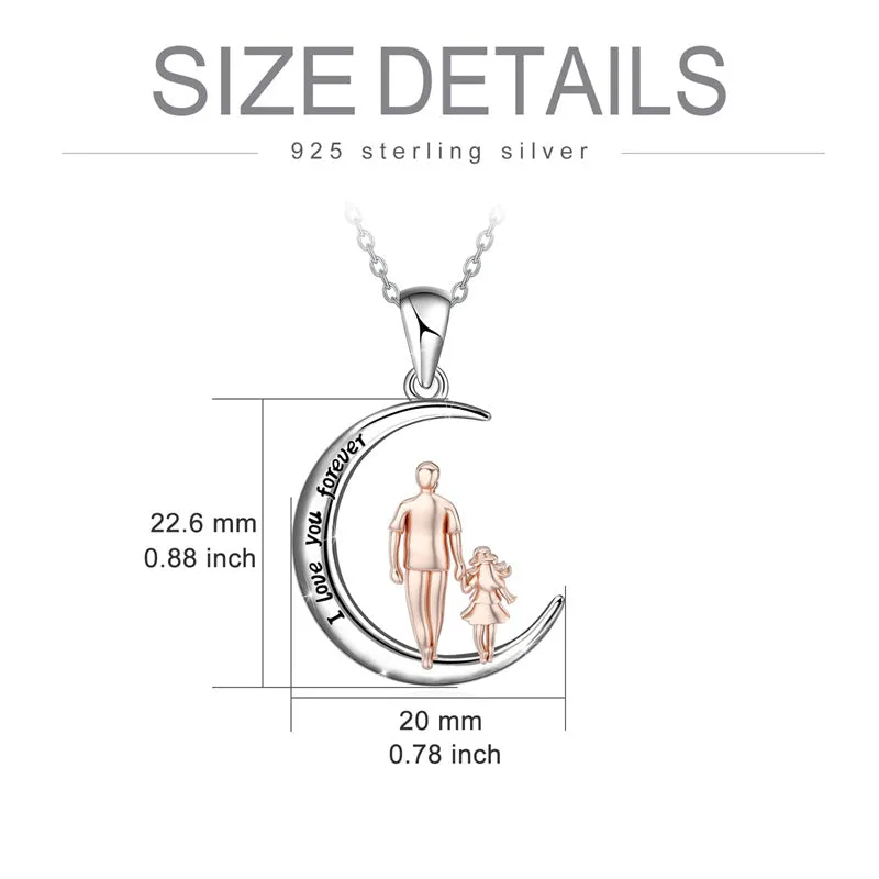 925 Sterling Silver Father Daughter Heart Pendant Necklace from Dad I Love You Forever Jewelry