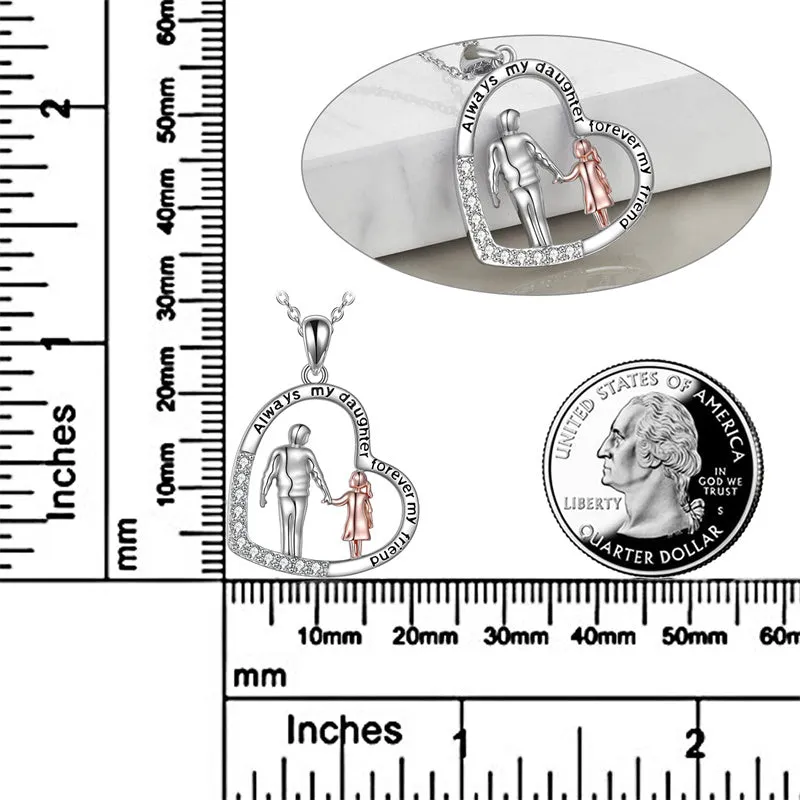 925 Sterling Silver Father Daughter Heart Pendant Necklace from Dad I Love You Forever Jewelry