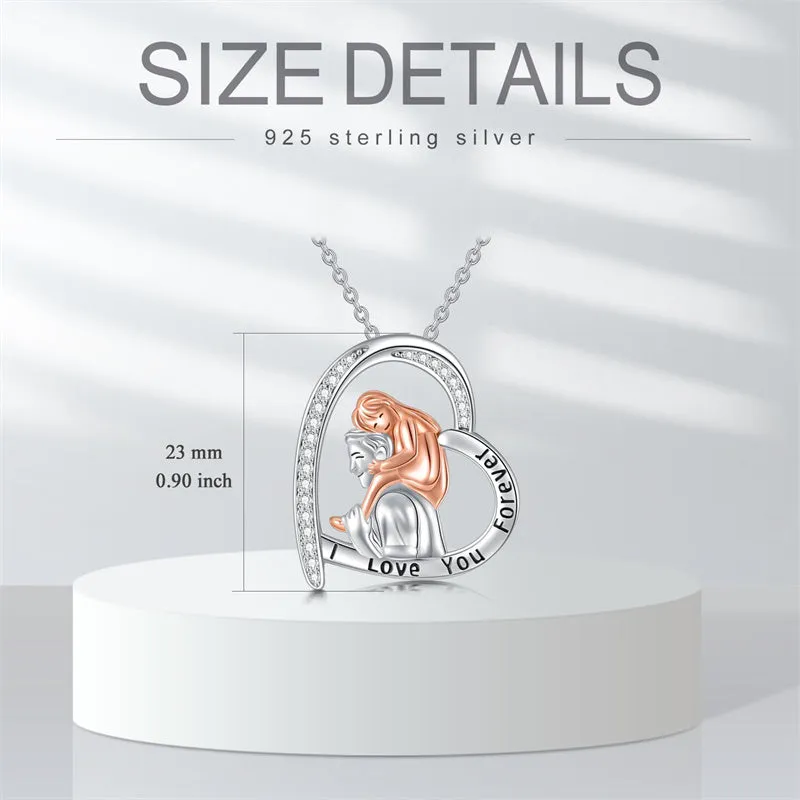 925 Sterling Silver Father Daughter Heart Pendant Necklace from Dad I Love You Forever Jewelry
