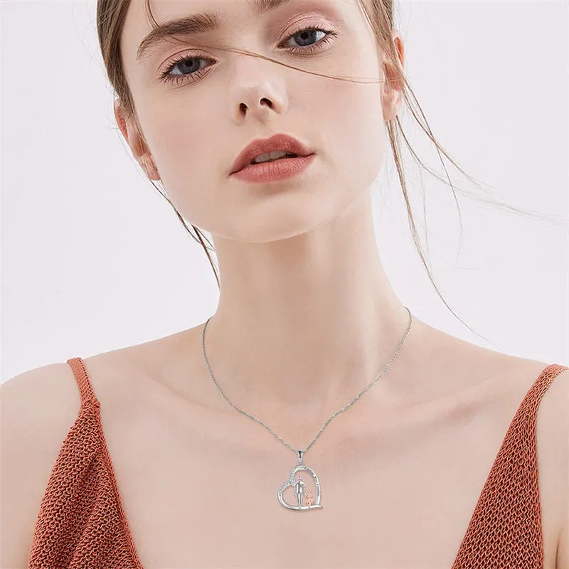 925 Sterling Silver Father Daughter Heart Pendant Necklace from Dad I Love You Forever Jewelry