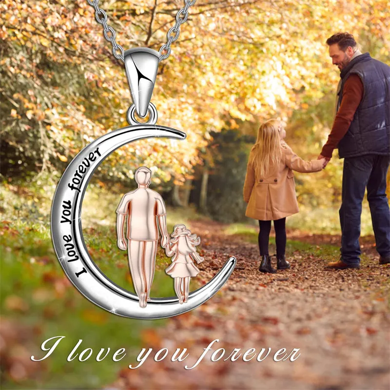 925 Sterling Silver Father Daughter Heart Pendant Necklace from Dad I Love You Forever Jewelry