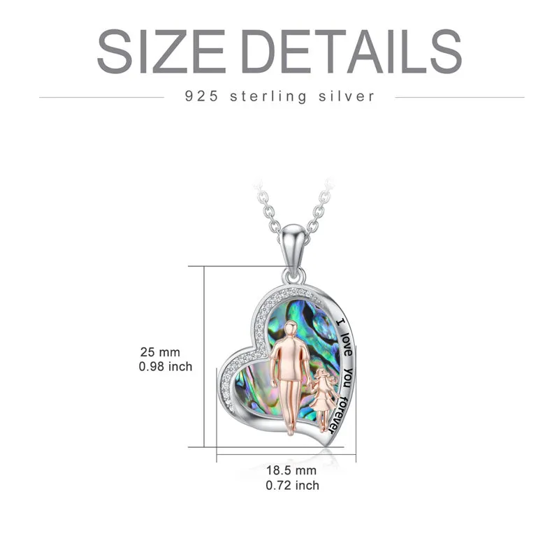 925 Sterling Silver Father Daughter Heart Pendant Necklace from Dad I Love You Forever Jewelry