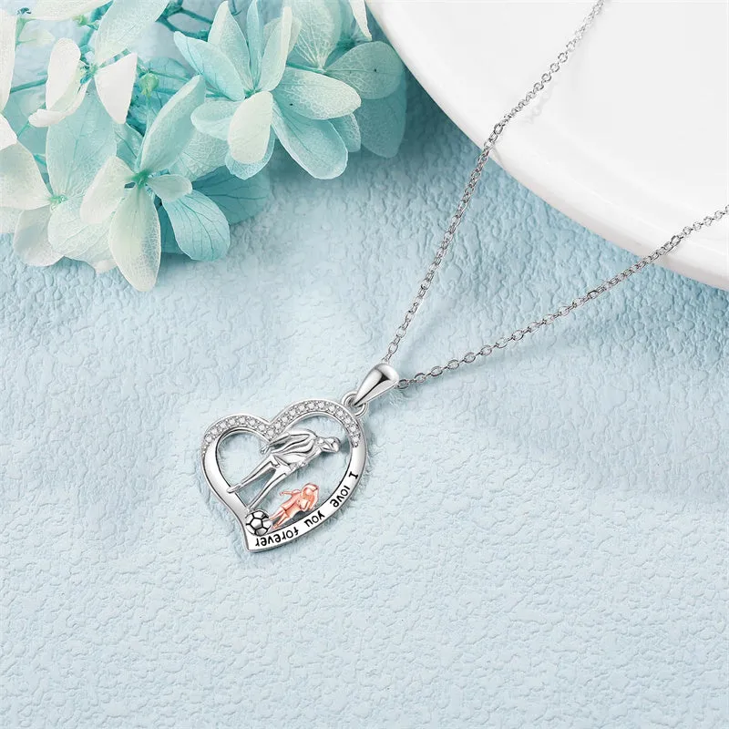 925 Sterling Silver Father Daughter Heart Pendant Necklace from Dad I Love You Forever Jewelry
