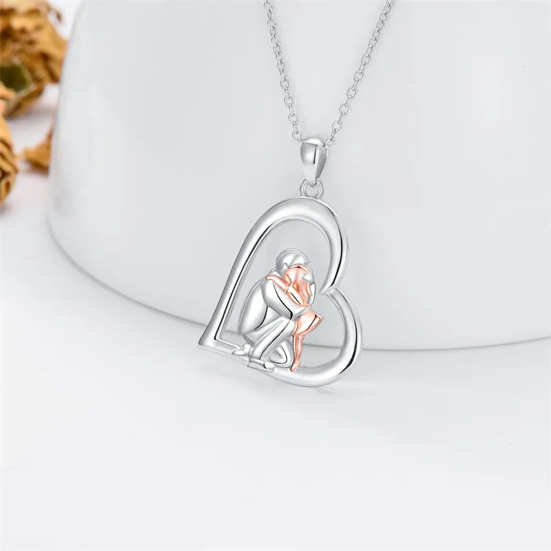 925 Sterling Silver Father Daughter Heart Pendant Necklace from Dad I Love You Forever Jewelry