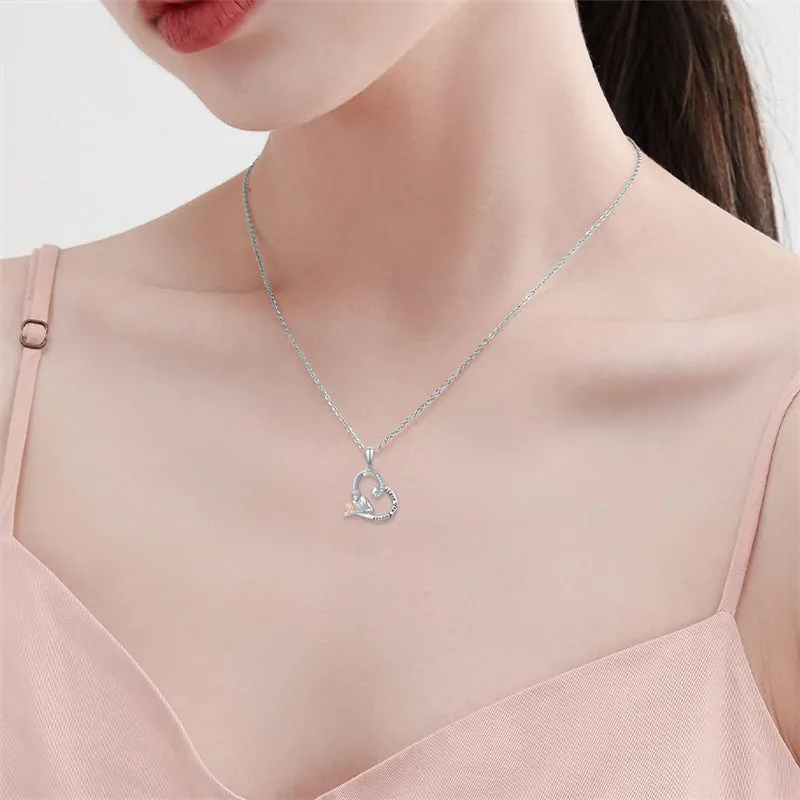 925 Sterling Silver Father Daughter Heart Pendant Necklace from Dad I Love You Forever Jewelry