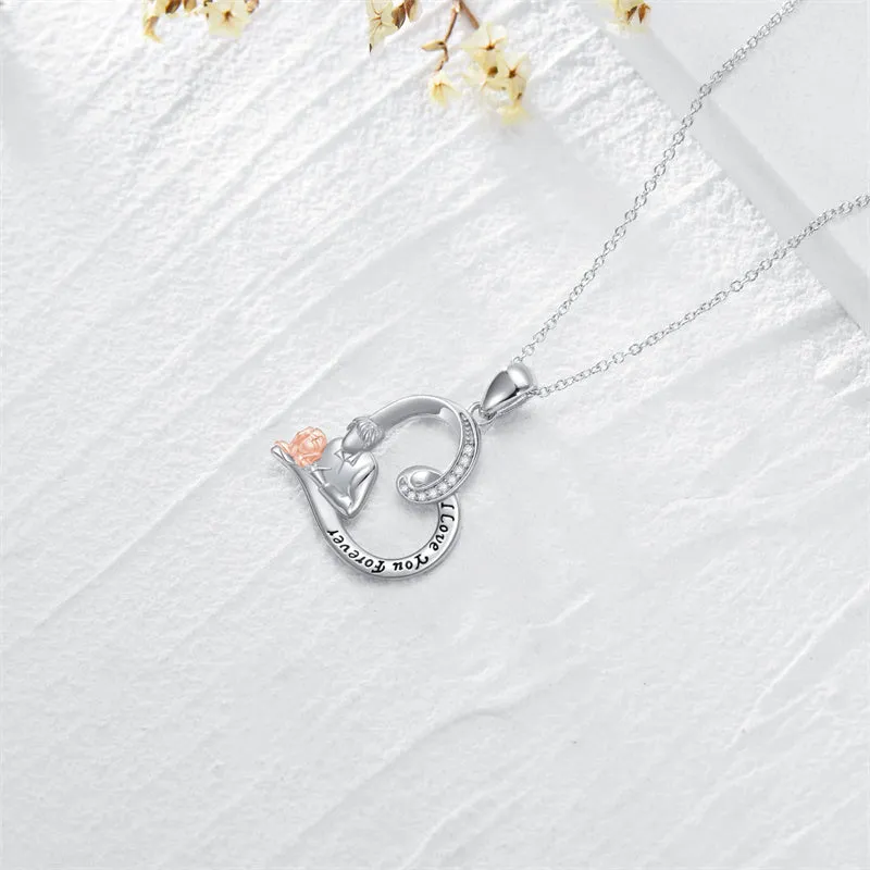 925 Sterling Silver Father Daughter Heart Pendant Necklace from Dad I Love You Forever Jewelry