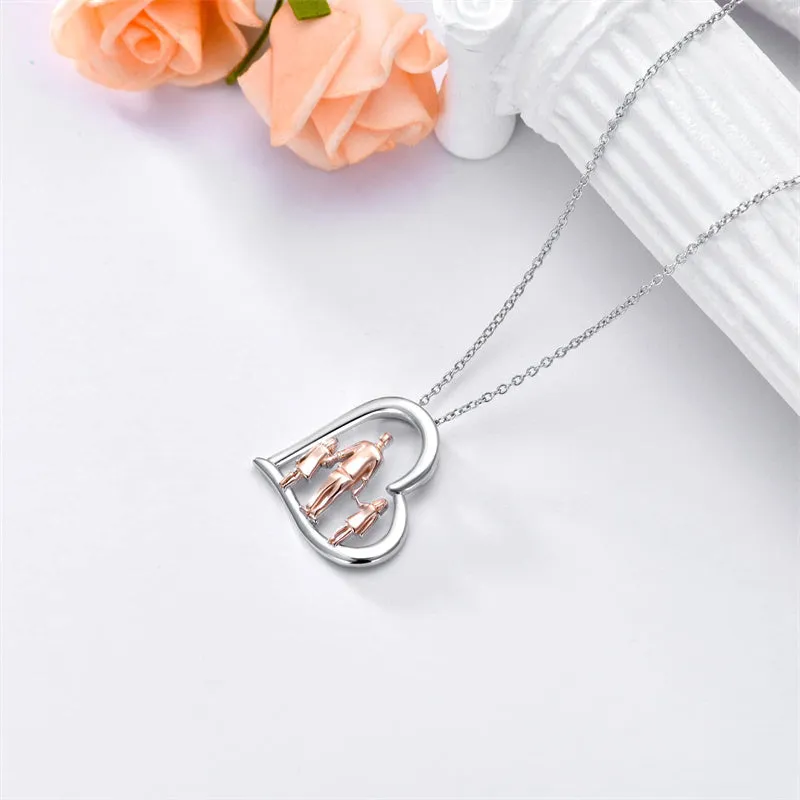925 Sterling Silver Father Daughter Heart Pendant Necklace from Dad I Love You Forever Jewelry