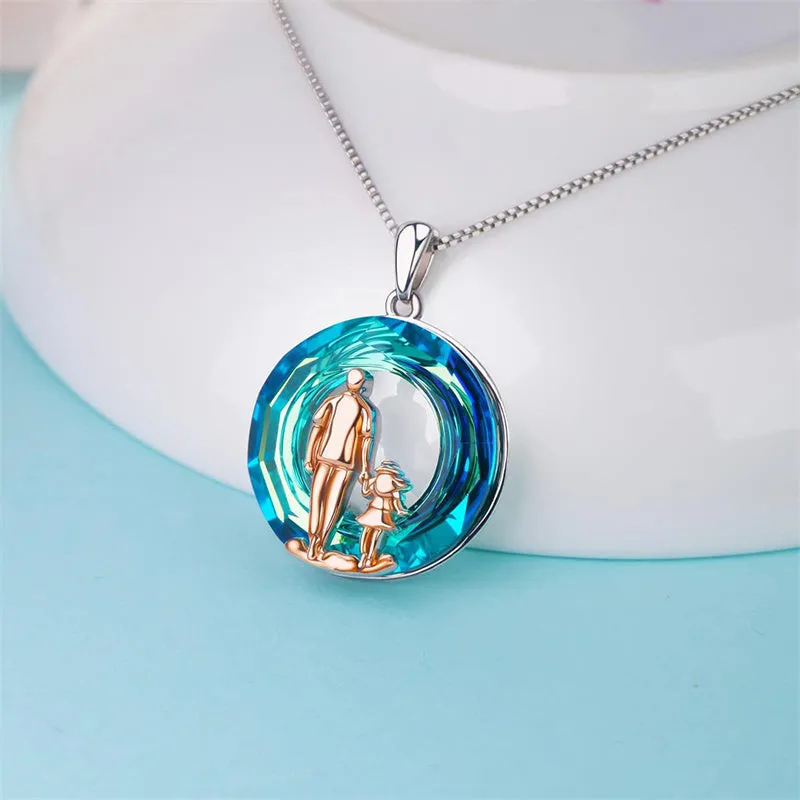 925 Sterling Silver Father Daughter Heart Pendant Necklace from Dad I Love You Forever Jewelry