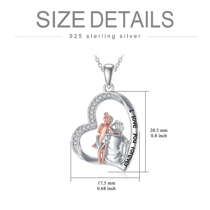 925 Sterling Silver Father Daughter Heart Pendant Necklace from Dad I Love You Forever Jewelry