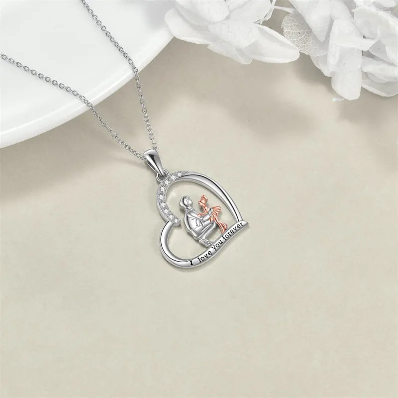 925 Sterling Silver Father Daughter Heart Pendant Necklace from Dad I Love You Forever Jewelry
