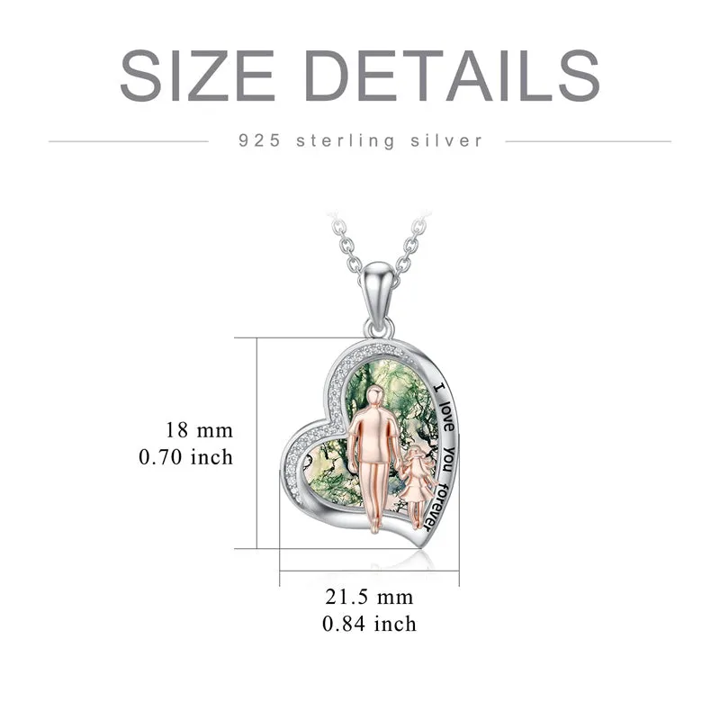 925 Sterling Silver Father Daughter Heart Pendant Necklace from Dad I Love You Forever Jewelry