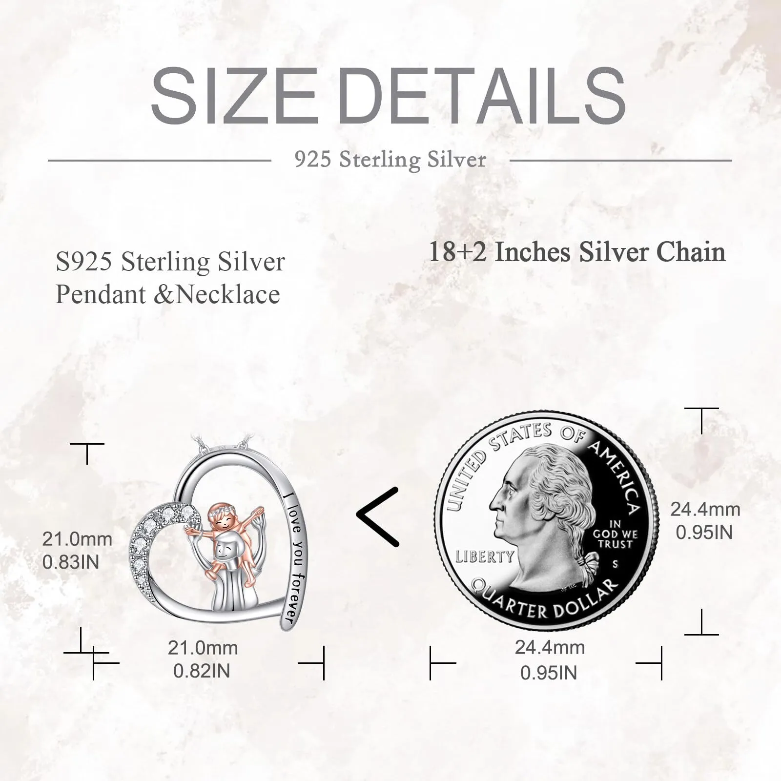 925 Sterling Silver Father Daughter Heart Pendant Necklace from Dad I Love You Forever Jewelry