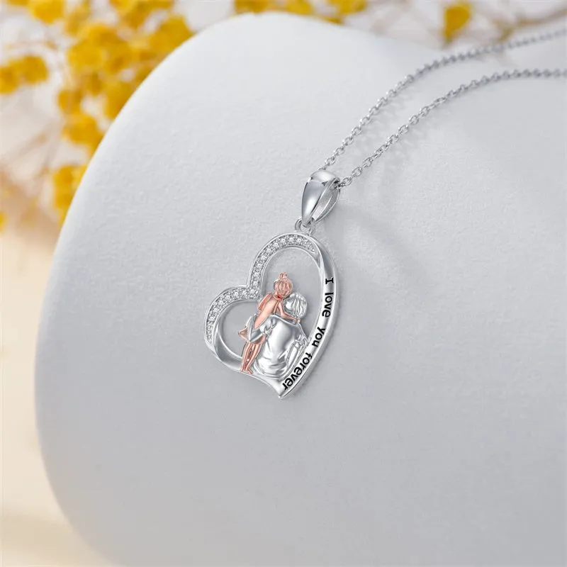 925 Sterling Silver Father Daughter Heart Pendant Necklace from Dad I Love You Forever Jewelry