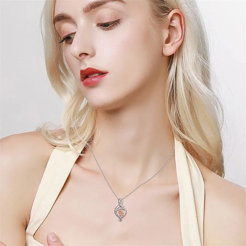 925 Sterling Silver Father Daughter Heart Pendant Necklace from Dad I Love You Forever Jewelry