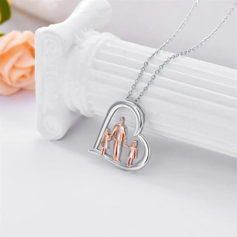925 Sterling Silver Father Daughter Heart Pendant Necklace from Dad I Love You Forever Jewelry