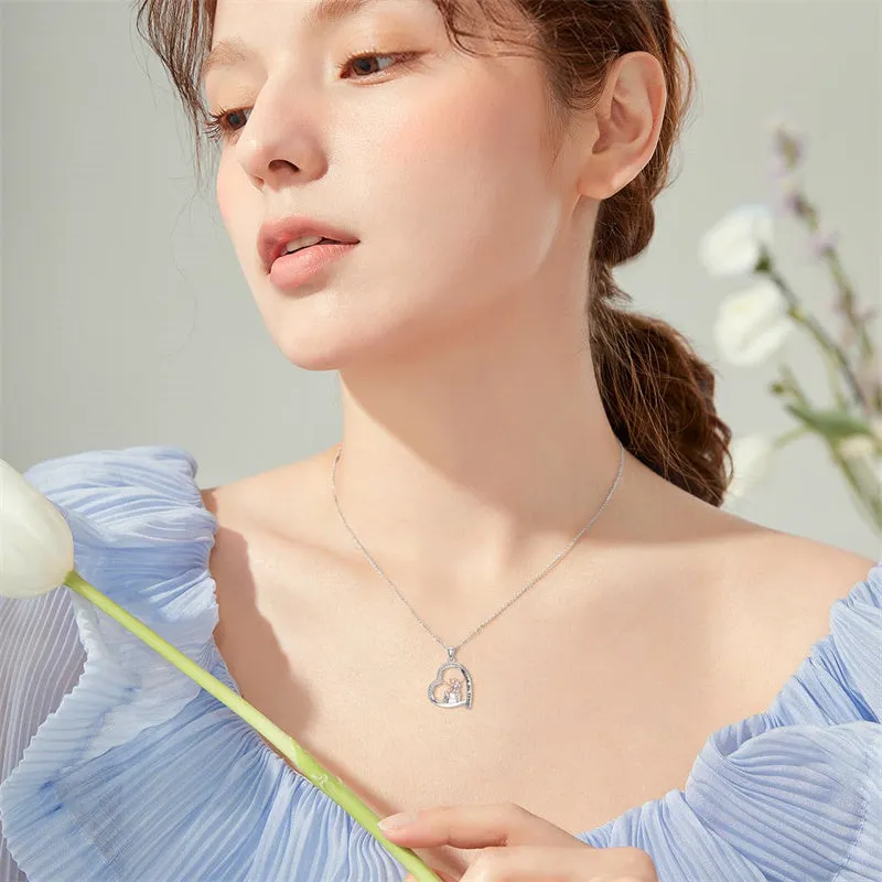 925 Sterling Silver Father Daughter Heart Pendant Necklace from Dad I Love You Forever Jewelry