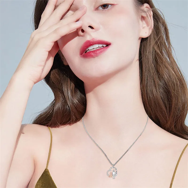 925 Sterling Silver Father Daughter Heart Pendant Necklace from Dad I Love You Forever Jewelry
