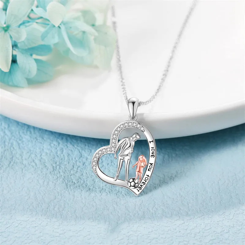 925 Sterling Silver Father Daughter Heart Pendant Necklace from Dad I Love You Forever Jewelry