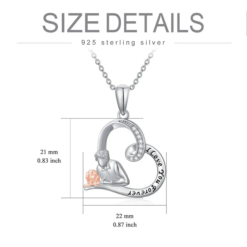 925 Sterling Silver Father Daughter Heart Pendant Necklace from Dad I Love You Forever Jewelry